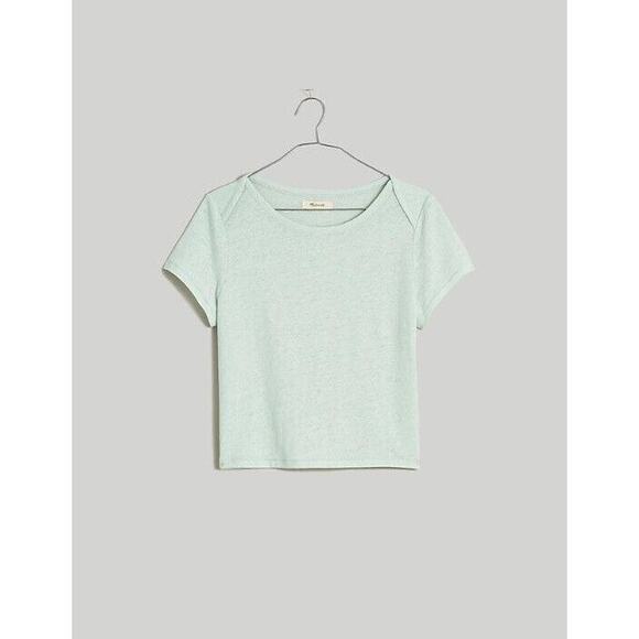 Madewell Contrast Bib Casual Crop Stretch Tee Iced Mint NWT M - Picture 1 of 8